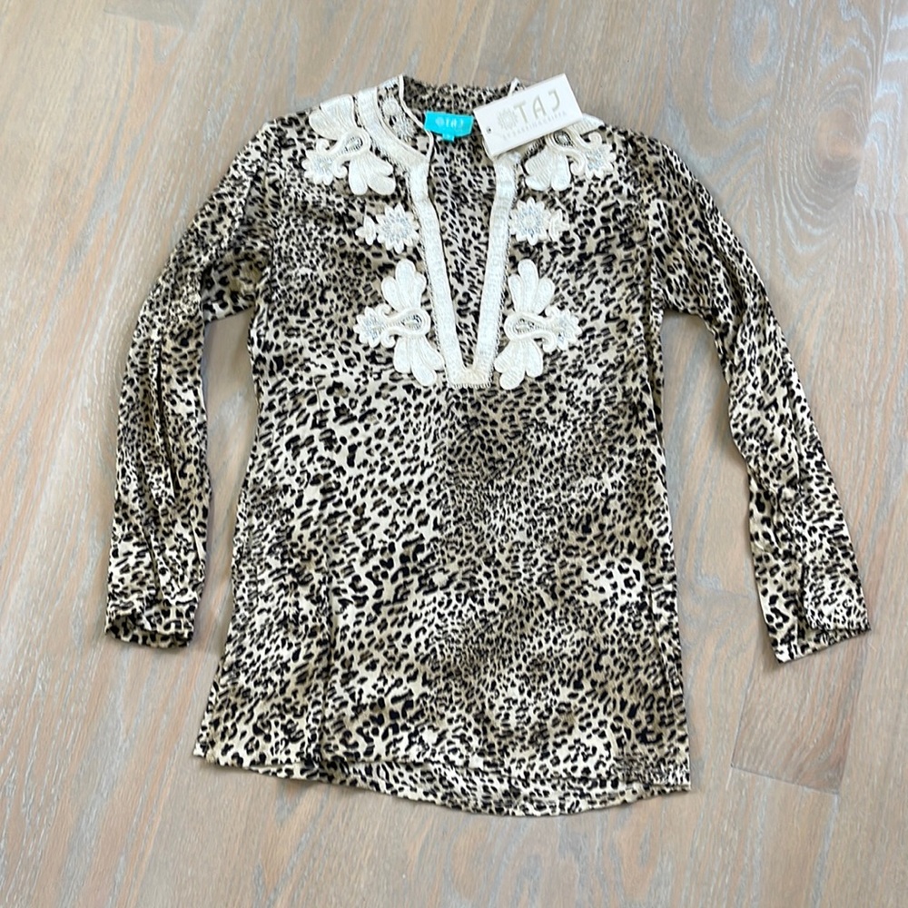 TAJ by Sabrina Crippa beaded embellished leopard tunic